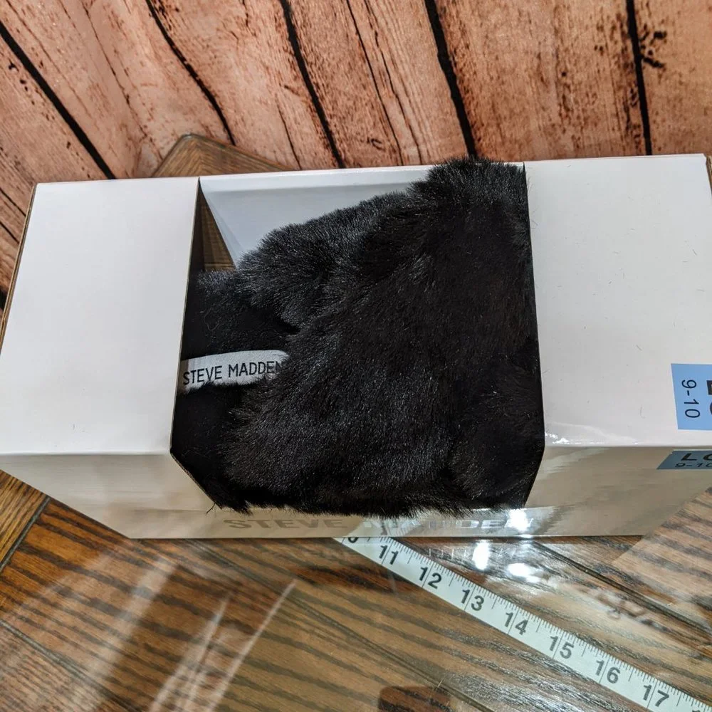 Steve Madden Criss Cross Slippers BLACK Size Large 9-10 NEW in BOX - Picture 10 of 11